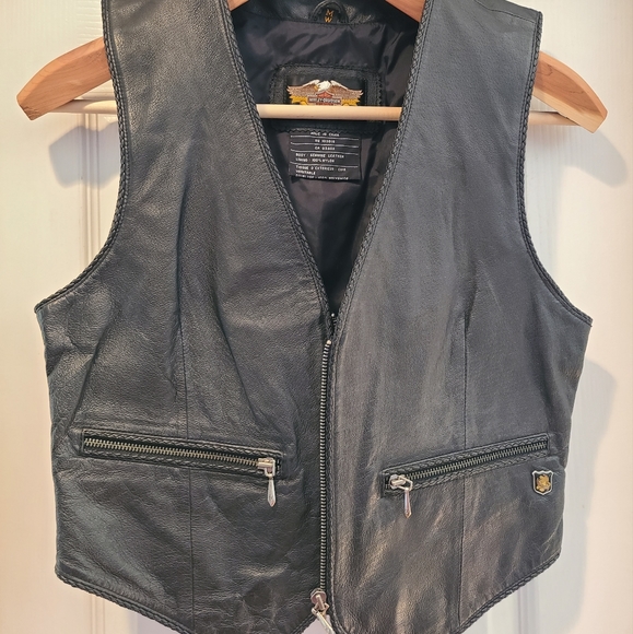 Harley-Davidson Black Leather Vest (Women's) Medium - Picture 1 of 3